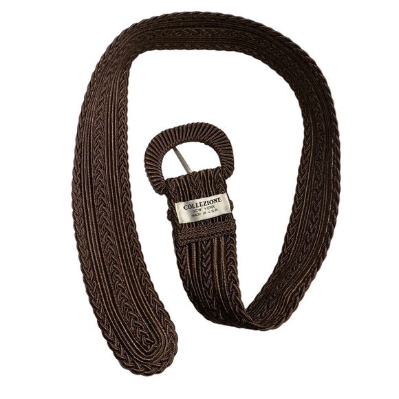 Vintage Woven Belt Collezione New York Made In USA Brown Red 2” Wide Cinch Lot 2 - Picture 5 of 12